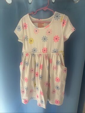 Cat & Jack Cream Dress with Pink, Blue & Yellow Floral Print